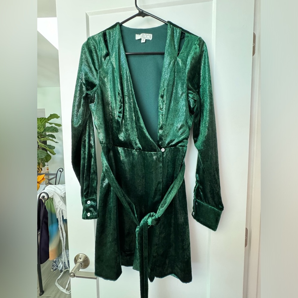 Green textured dress by Fletch